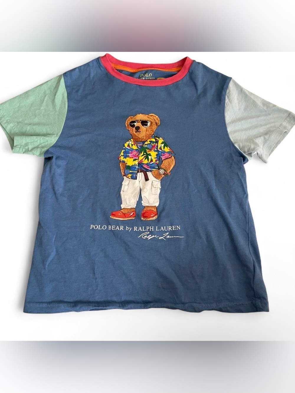 Polo Ralph Lauren Polo Bear Tropical Shirt Kids T-Shirt Size 8 Colorblock